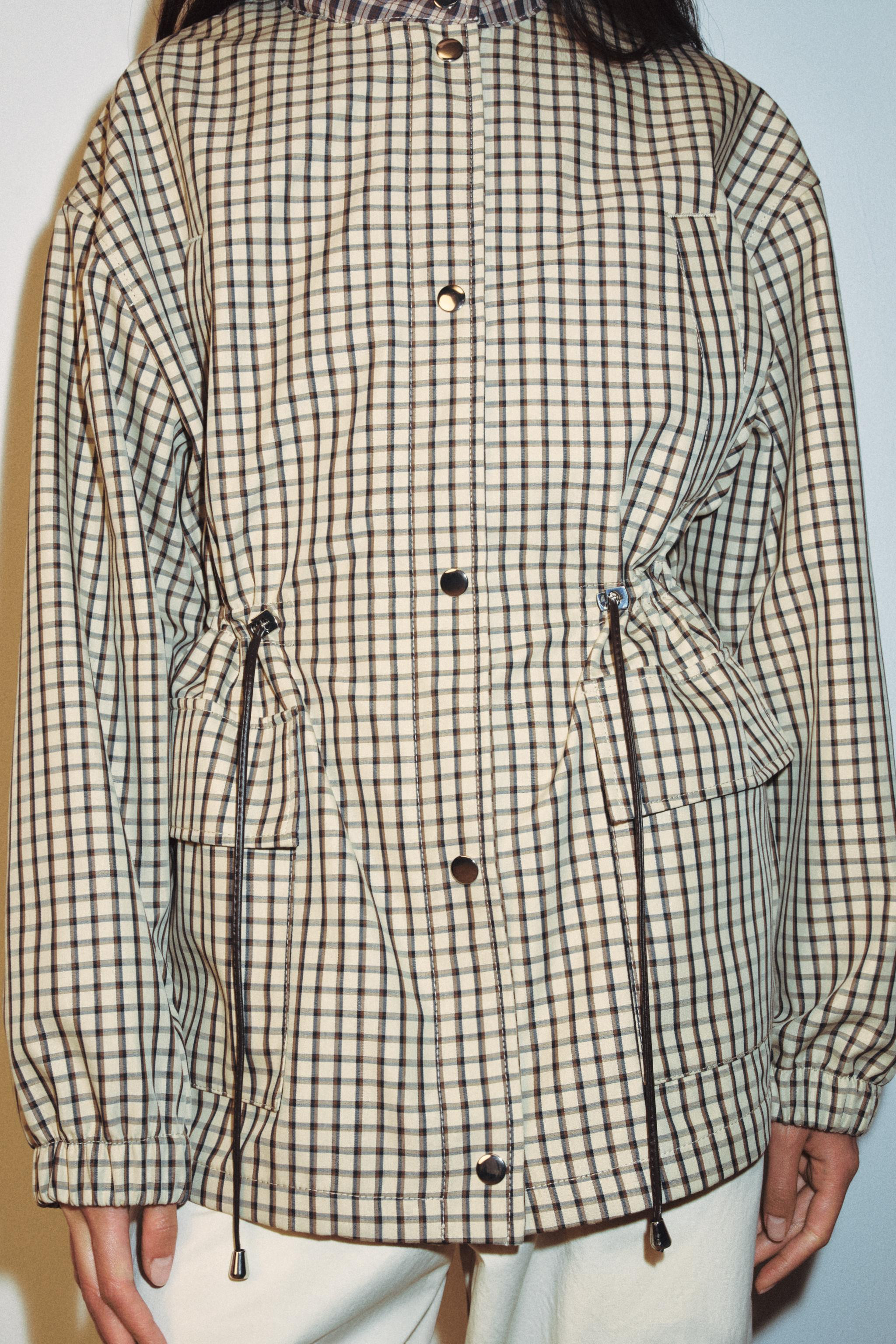 CHECK HIGH-NECK JACKET | Zara UK