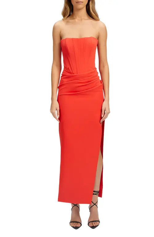 Bardot Saira Strapless Corset Maxi Dress in Orange Sorbet at Nordstrom, Size 2 | Nordstrom
