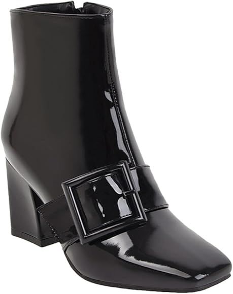 Latasa Women's Patent Leather Square toe Block Heel Ankle Boots | Amazon (US)
