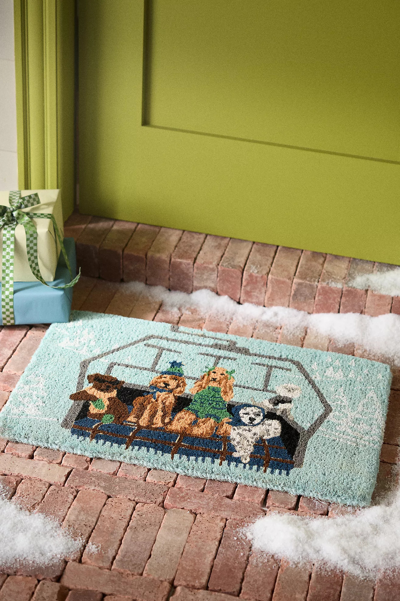 Winter Dogs Printed Coir Doormat | Anthropologie (US)