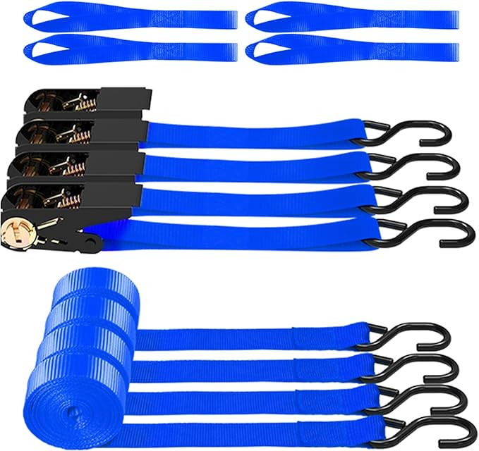 Ratchet Straps, 1500 lbs Breaking Strength - Premium 4X 15ft Tie Down Strap Set, 4X Soft Loops fo... | Amazon (US)
