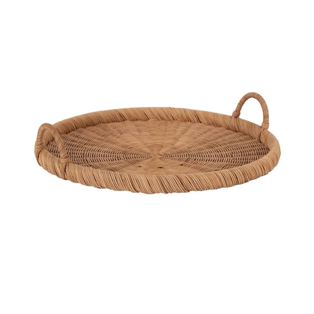 Modern Round Woven Rattan Tray with Handles; 23 Inch Diameter

#LTKHome #LTKStyleTip #LTKFindsUnder100