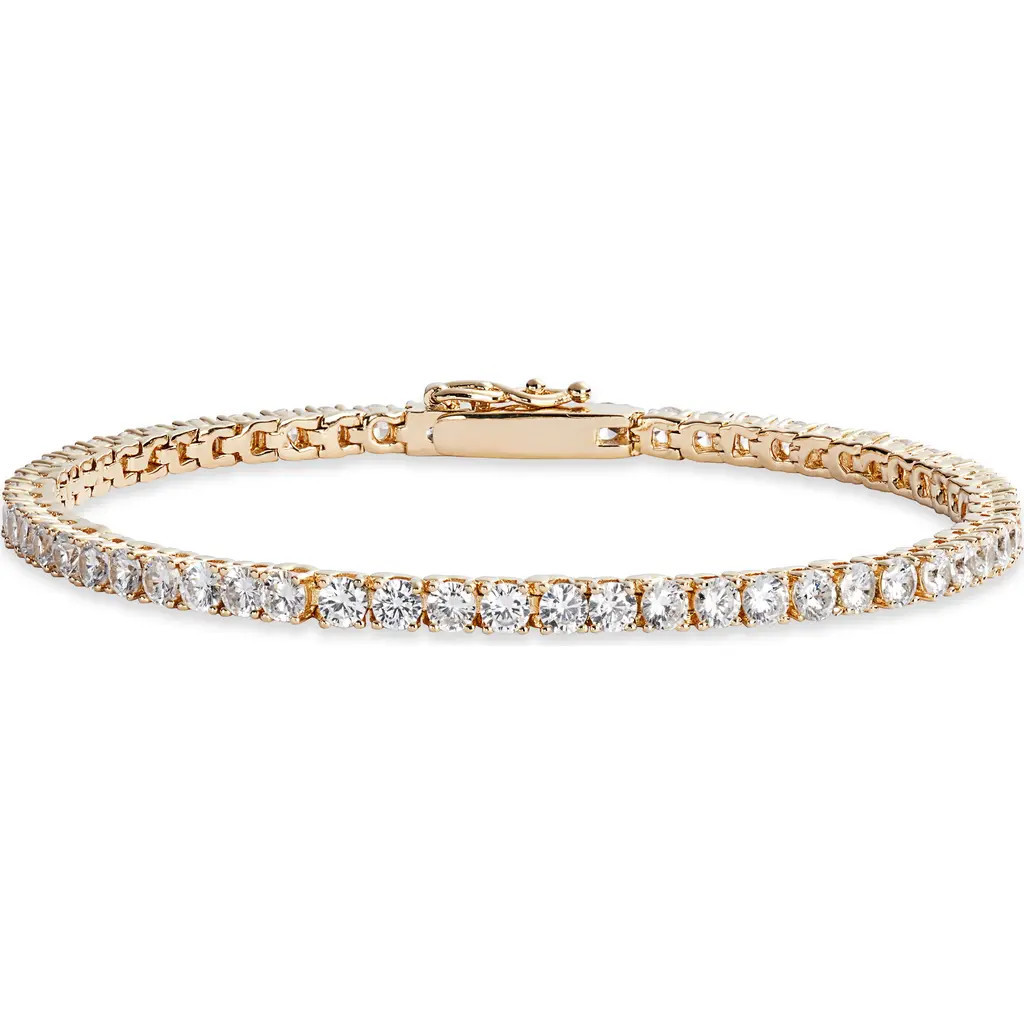 Nordstrom Cubic Zirconia Tennis Bracelet in Clear- Gold at Nordstrom | Nordstrom
