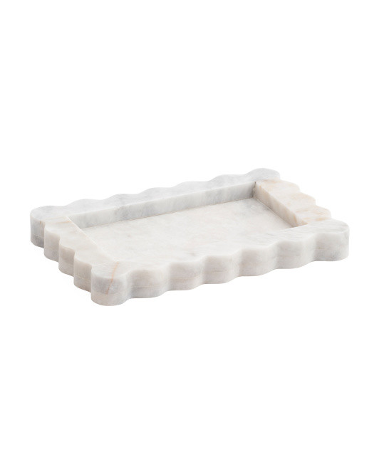 12x8 Fluted Solid Marble Tray | Marshalls