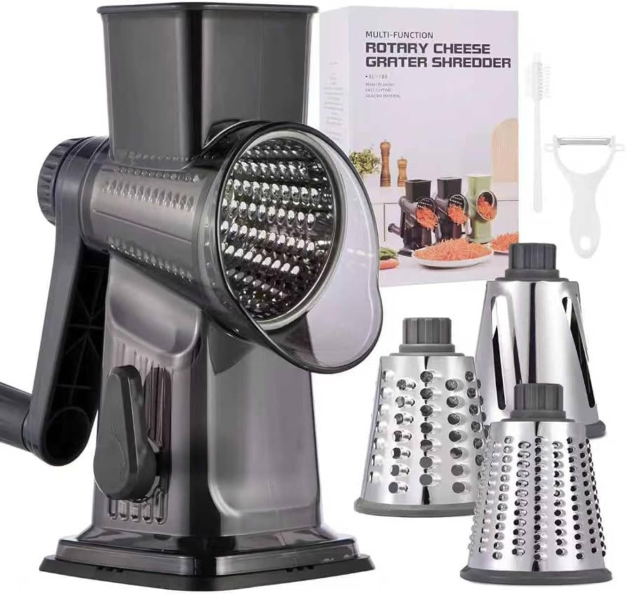 Rotary Cheese Grater with Handle Kitchen Shredder Slicer Grater Slicer Ice Shaver Cheese Vegetabl... | Amazon (US)