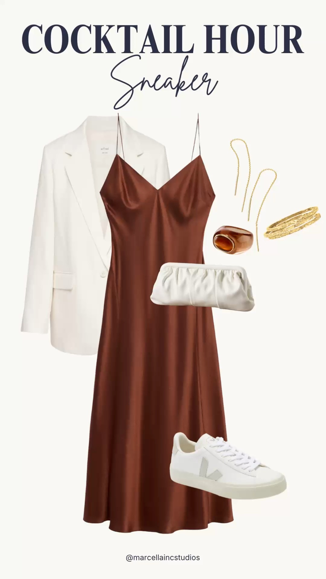 This is a great look from work to cocktails. The blazer elevates the look and makes it appropriate for work and for happy hour just take off the blazer and make sure you have some Gold statement pieces. :) #slipdrrss #chocolatebrown #sneakeroutfit #ltkstyletip

#LTKootd #LTKWorkwear #LTKOver40