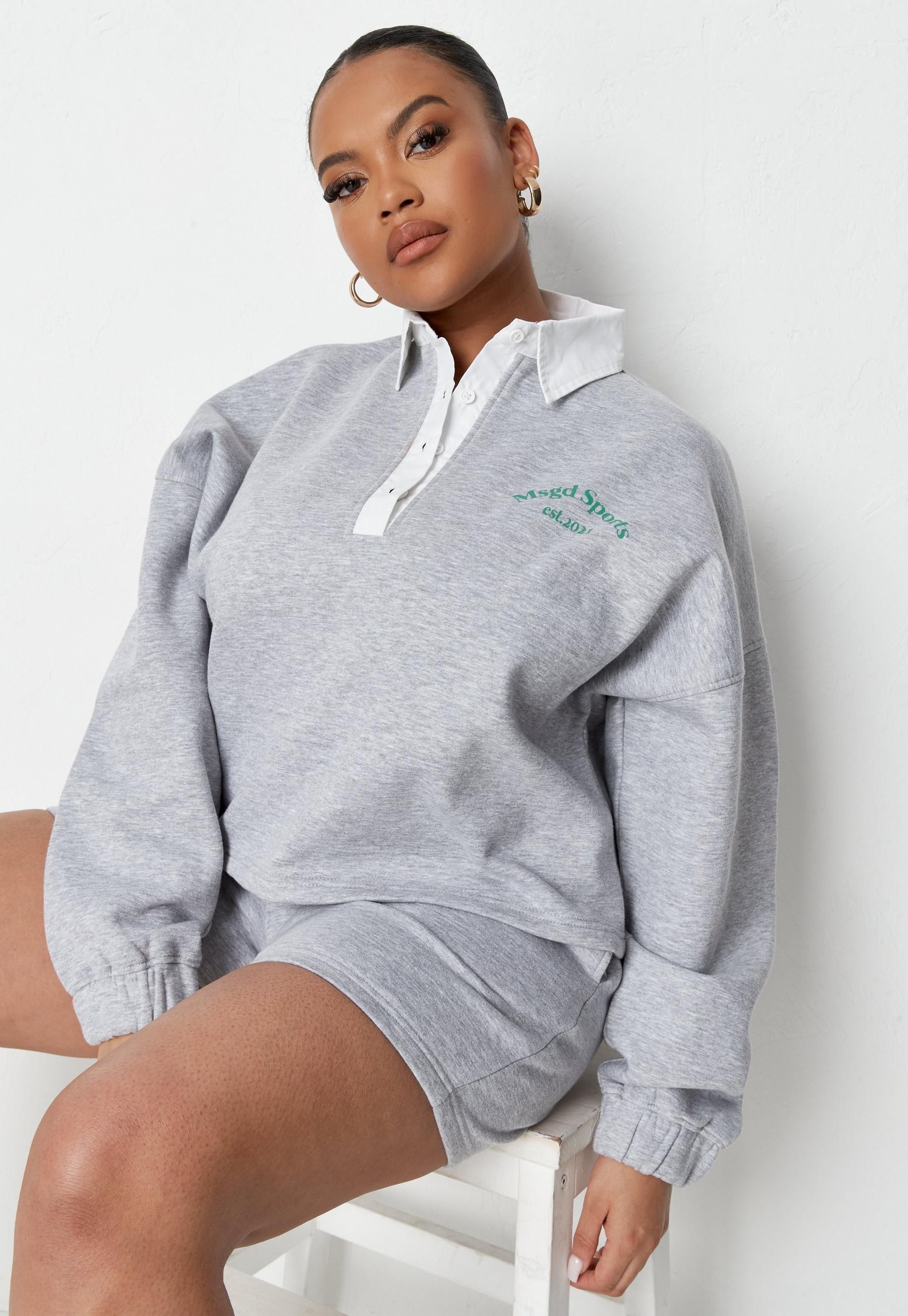Plus Size Gray Missguided Sports Cricket Sweatshirt | Missguided (US & CA)