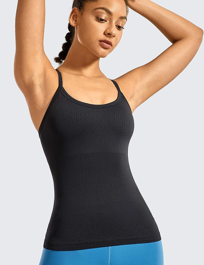 CRZ YOGA Seamless Workout Tank Tops for Women Racerback Athletic Camisole Sports Shirts with Buil... | Amazon (US)