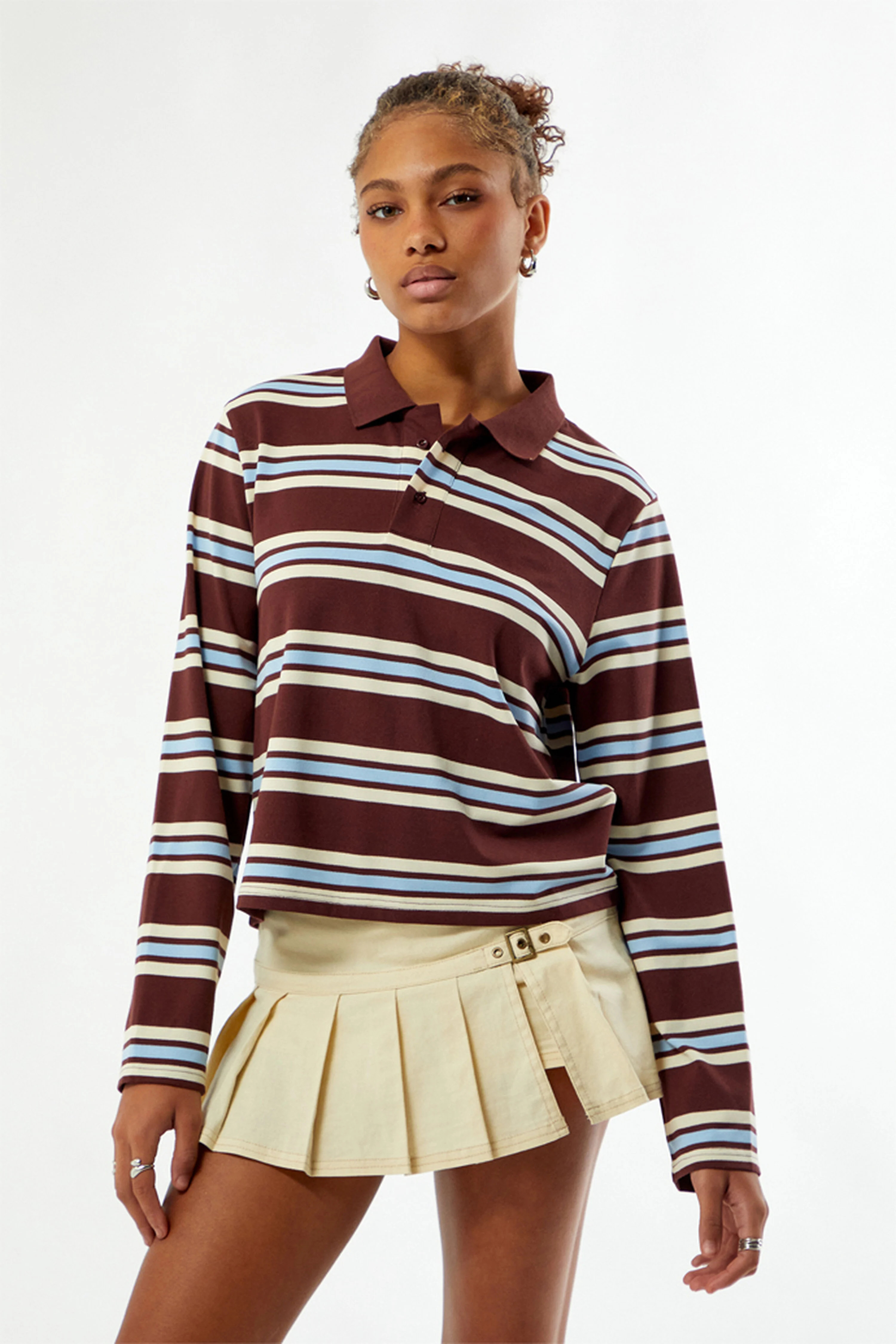 Your Favorite Megan Striped Long Sleeve Polo Shirt | PacSun