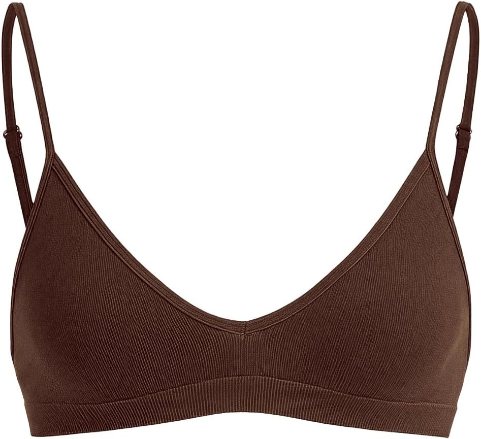 SweatyRocks Women's Triangle Bralette Plunge Bra V Neck No Padded Sleep Bra | Amazon (US)