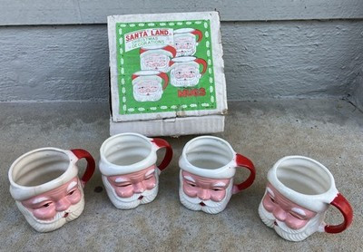 Vtg Set 4 SANTA LAND Winky Mugs 1960s Christmas Decoration Ceramic w/Box JAPAN | eBay US