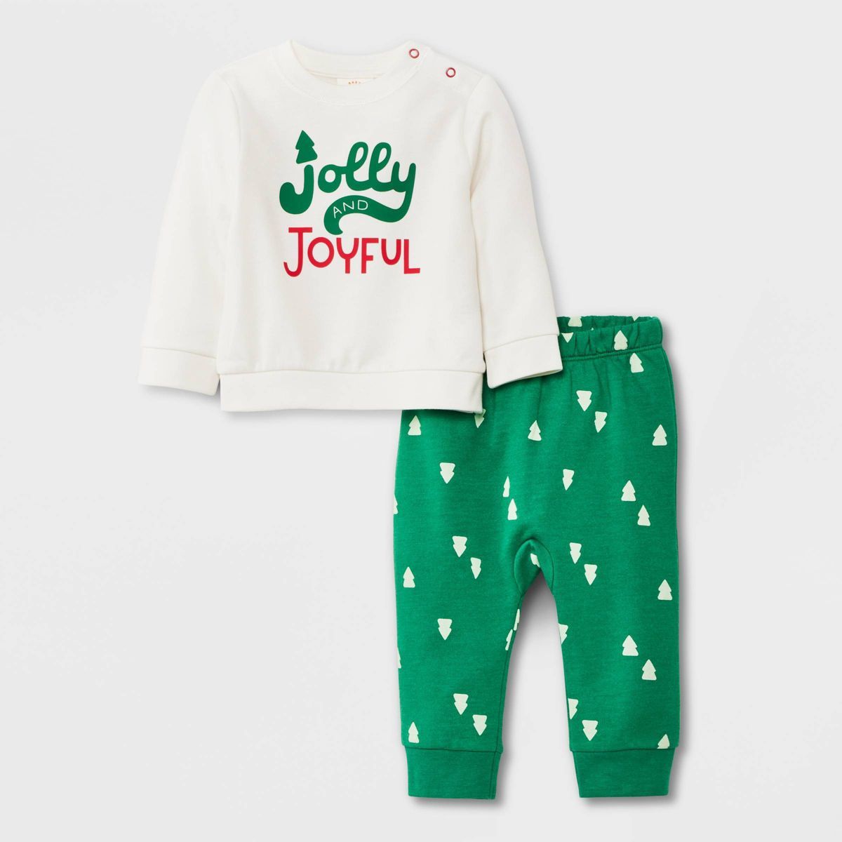 Baby 2pc Jolly Fleece Graphic Top & Bottom Set - Cat & Jack™ Green | Target