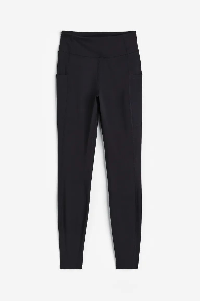 DryMove™ Pocket-detail Sports Leggings - High waist - Long - Black - Ladies | H&M US | H&M (US + CA)