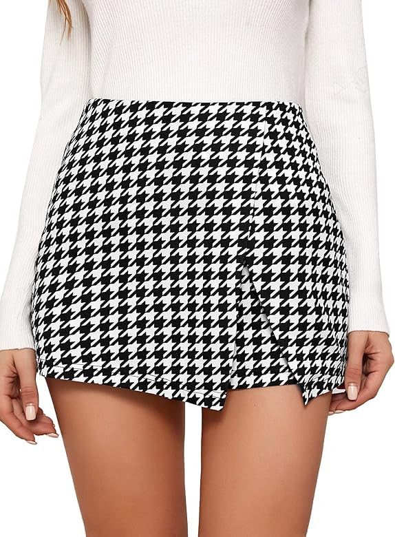 Milumia Women's Asymmetrical Wrap Skirts High Waisted Slit Hem Skort Shorts | Amazon (US)