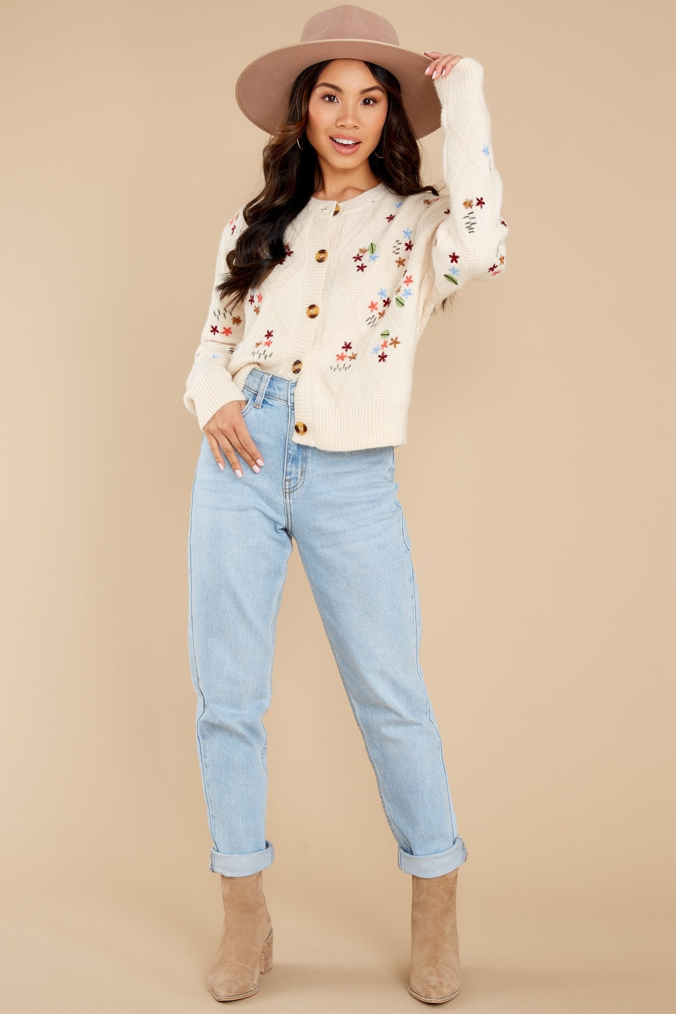 All The Wonder Ivory Embroidered Cardigan | Red Dress 