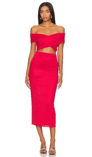 Kamryn Midi Dress in Red | Revolve Clothing (Global)