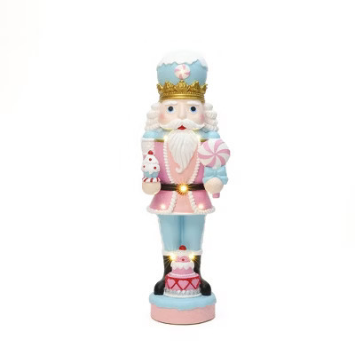 LuxenHome 35.83" LuxenHome 3Ft Lighted Nutcracker Pink Soldier with Cake, Battery Operated Holiday Decoration | Target