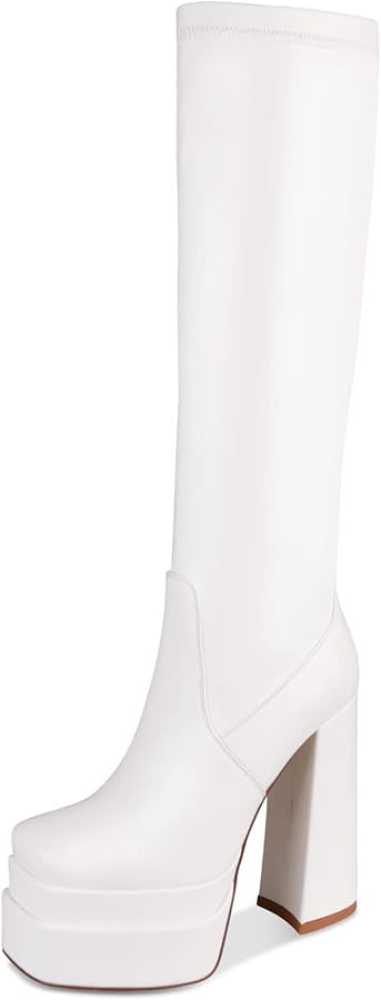 wetkiss Stacked Platform Knee High Boots for Women With High Chunky Heel, Gogo Boots for Women wi... | Amazon (US)