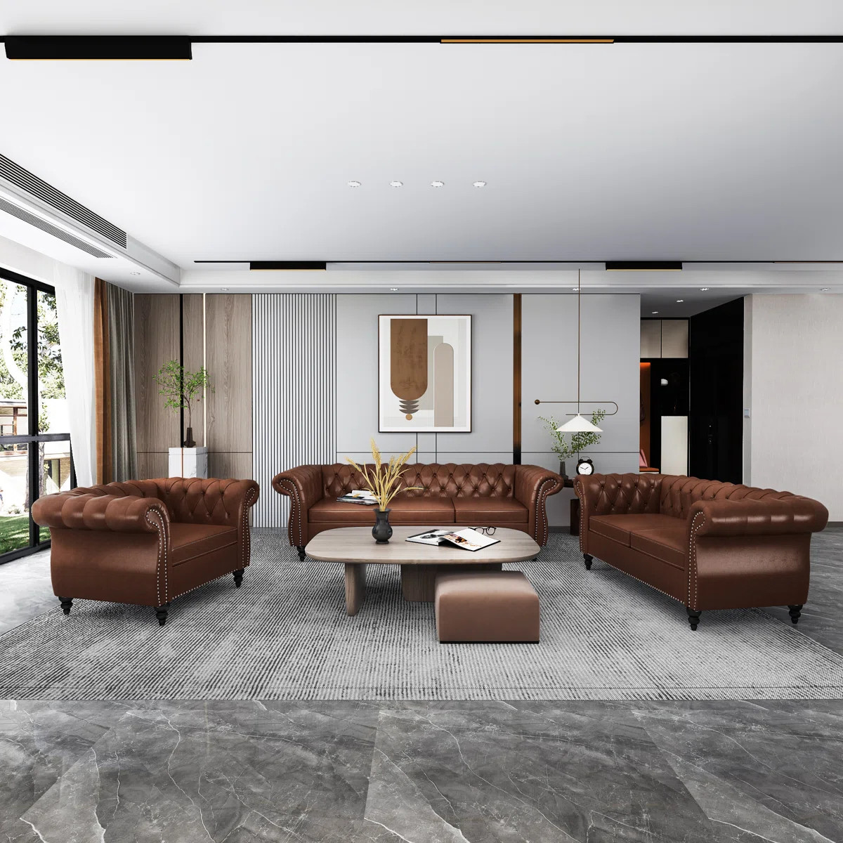 Brisny 3 - Piece Faux Leather Living Room Set | Wayfair North America