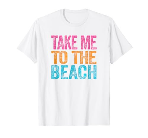 Take Me to the Beach Funny Vacation Quote Womens Girls Retro T-Shirt | Amazon (US)