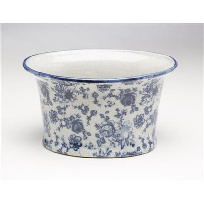 AA Importing 59845 Flower & Leaf Design Planter, Blue & White | Walmart (US)