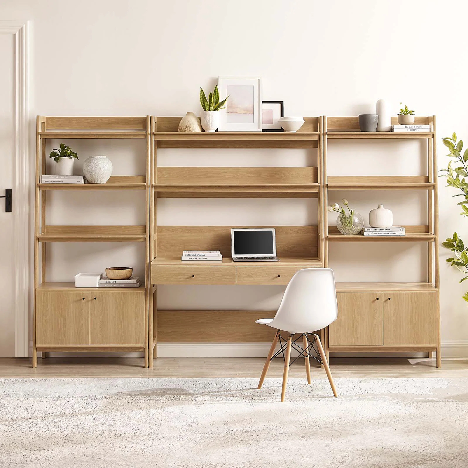 Modway Bixby 3-Piece Wood Office Desk and Bookshelf | Wayfair North America