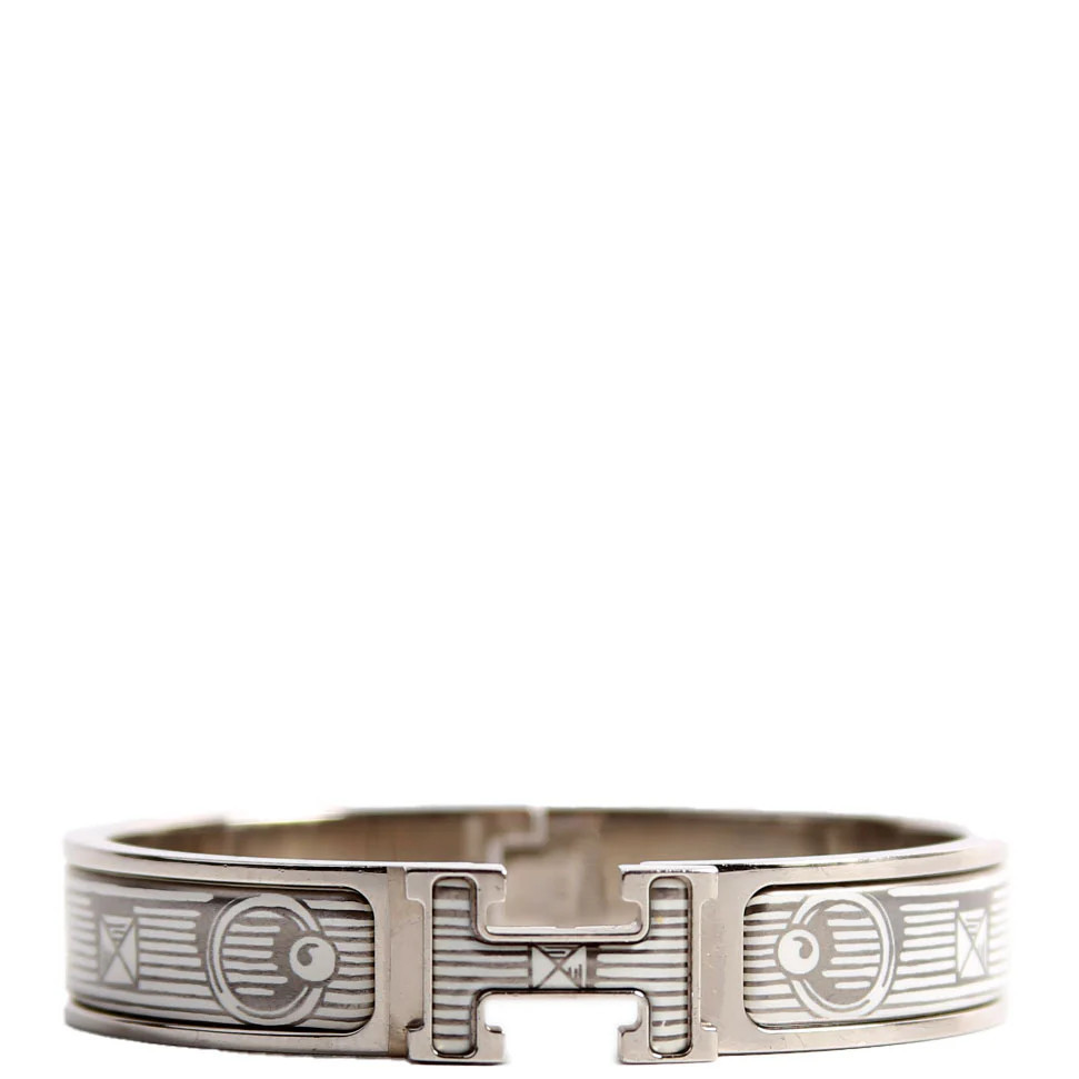Bijoux Tromphe Clic Clac Narrow PM Bracelet Silver/White | Keeks Designer Handbags