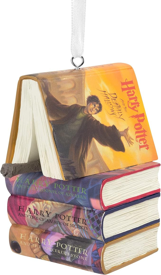 Hallmark Harry Potter Stacked Books with Wand Christmas Ornament | Amazon (US)