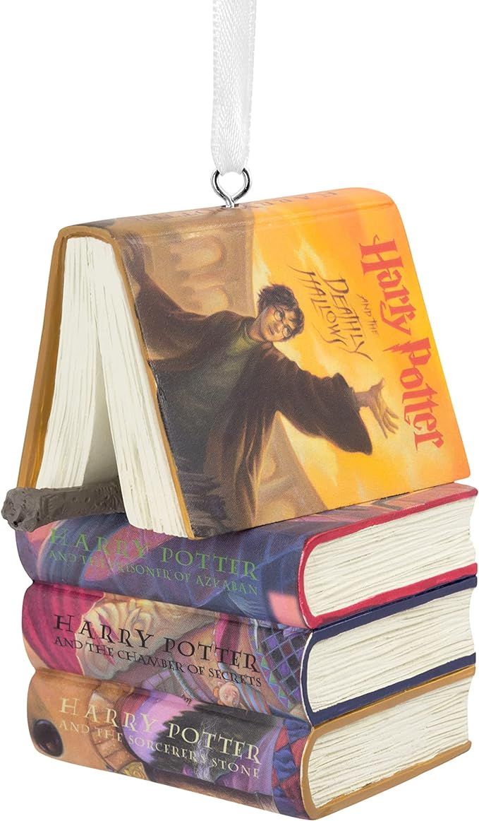 Hallmark Harry Potter Stacked Books with Wand Christmas Ornament | Amazon (US)