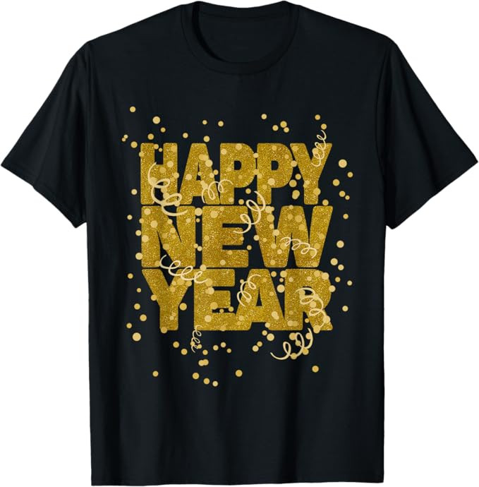 Happy New Year Confetti Fireworks New Year's Eve Party Outfit T-Shirt | Amazon (US)