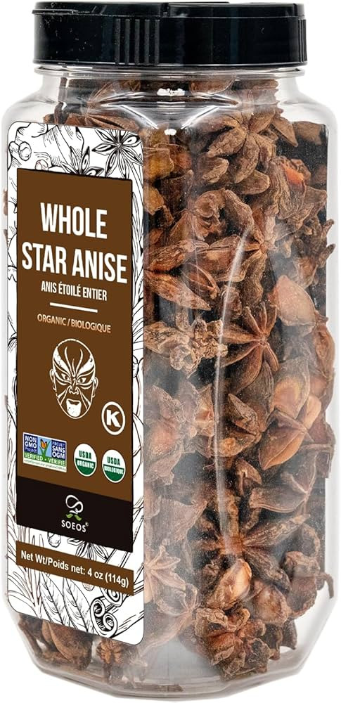Soeos Organic Star Anise, Whole Star Anise 4 oz (114g), Chinese Star Anise Pods, Star Anise Organ... | Amazon (US)
