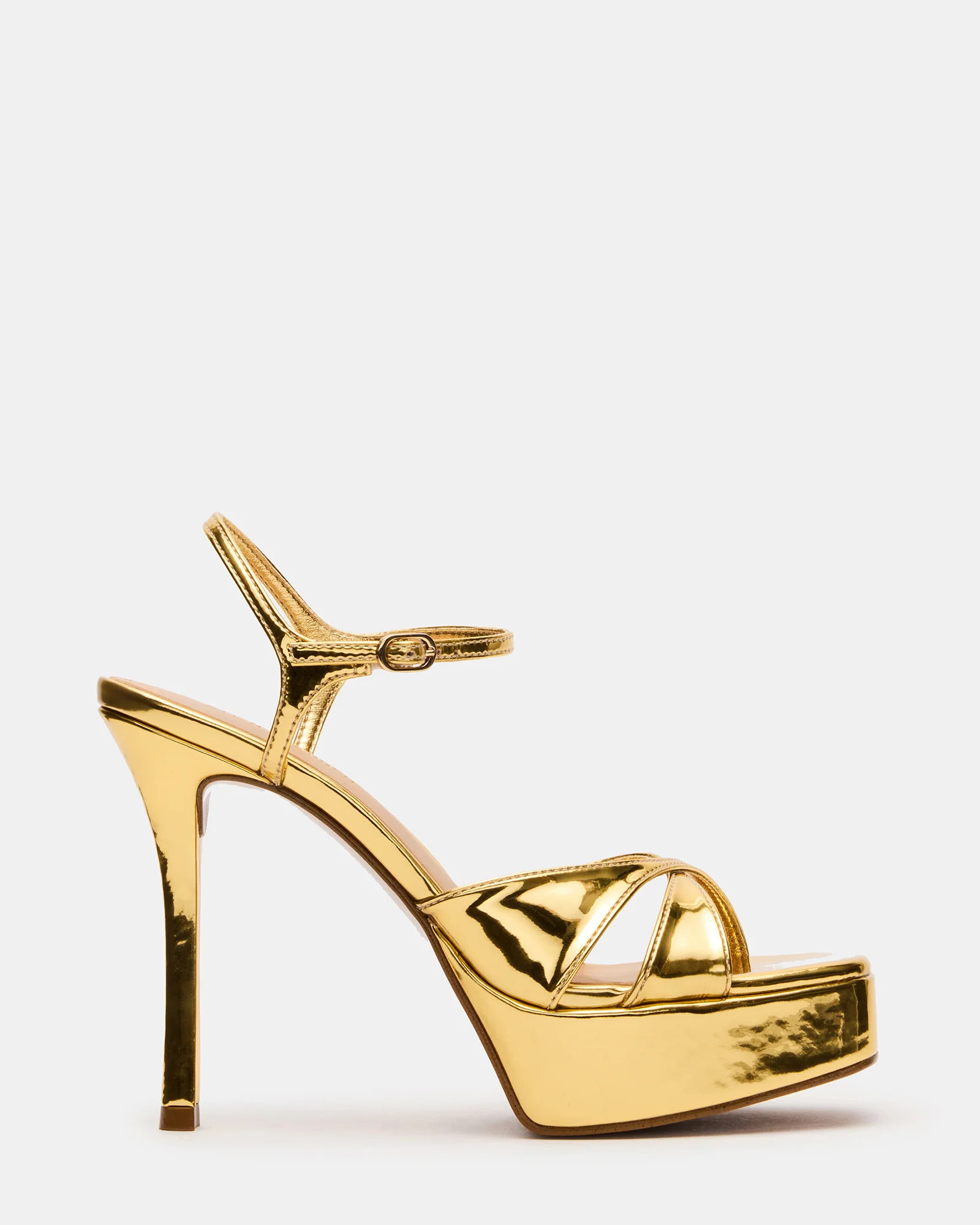 SCARLET Gold Square-Toe Strappy Platform Women's Heel | Steve Madden (US)