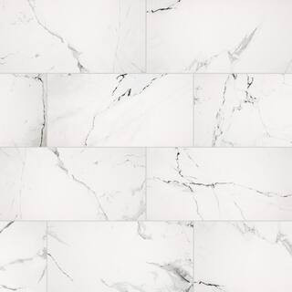 Carrara 12 in. x 24 in. Polished Porcelain Stone Look Floor and Wall Tile (16 sq. ft./Case) | The Home Depot