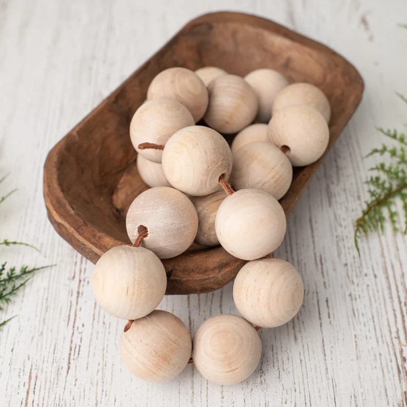 Chunky Wood Bead Garland Boho Bead and Leather Garland | Etsy | Etsy (US)