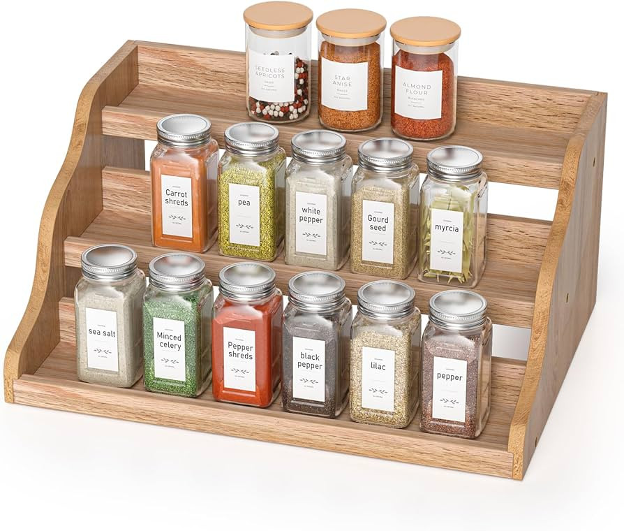 Memanque Tiered Spice Rack Organizer for Cabinet, Wooden Spice Rack for Countertop, Spice Shelf o... | Amazon (US)