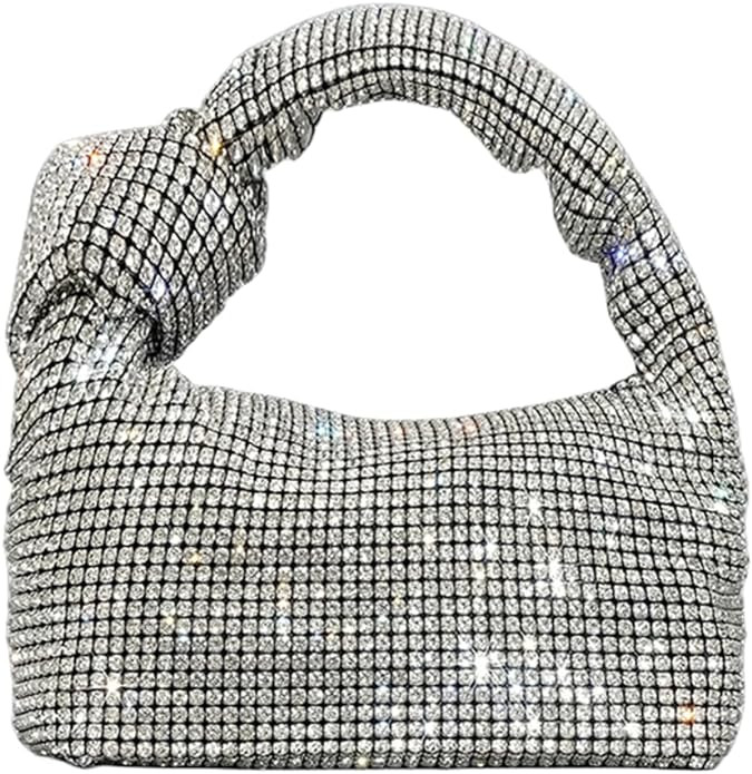 UMREN Bling Full Glitter Knotted Handbag for Women Crystal Rhinestone Hobo Dumpling Bag Diamond E... | Amazon (US)
