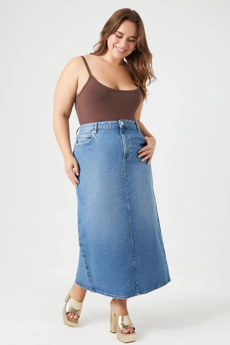 Plus Size Denim Maxi Skirt | Forever 21 | Forever 21 (US)