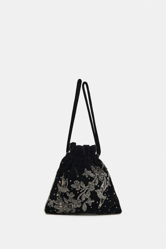 Zara - Embroidered Mini Bag - Black - One Size Only - Woman | Zara US