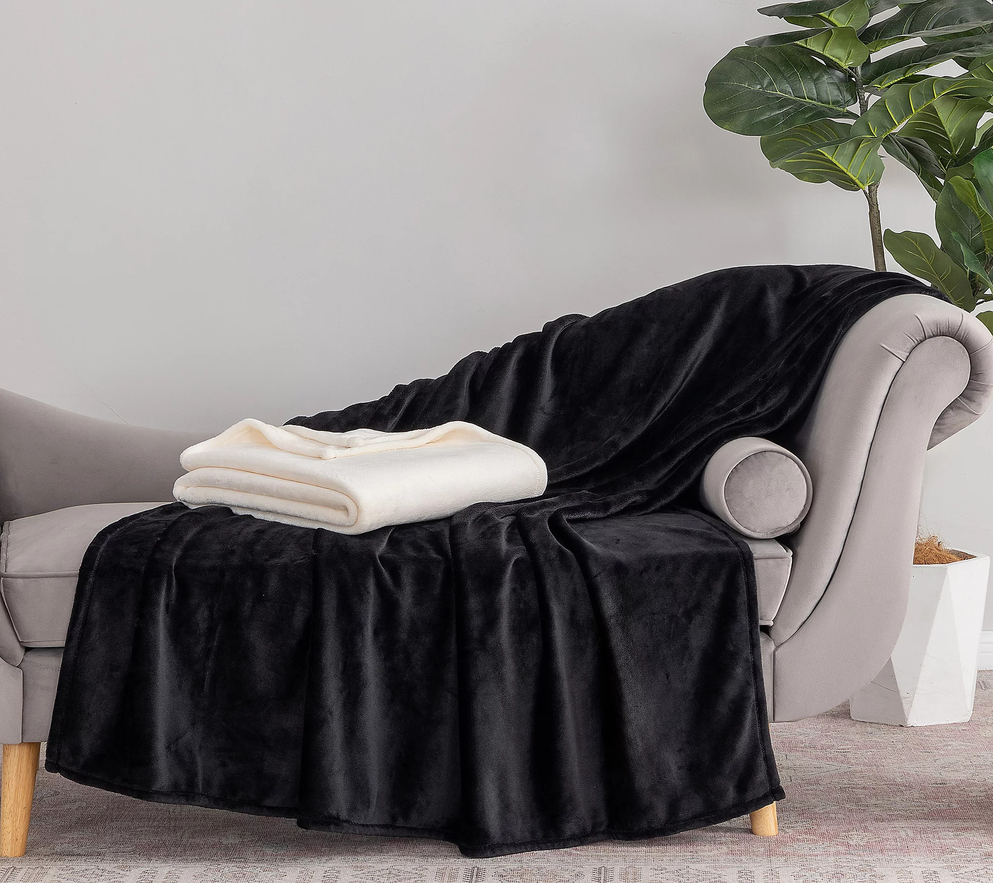 As Is Berkshire S/2 60x70 Velvetsoft Plush Throws | QVC