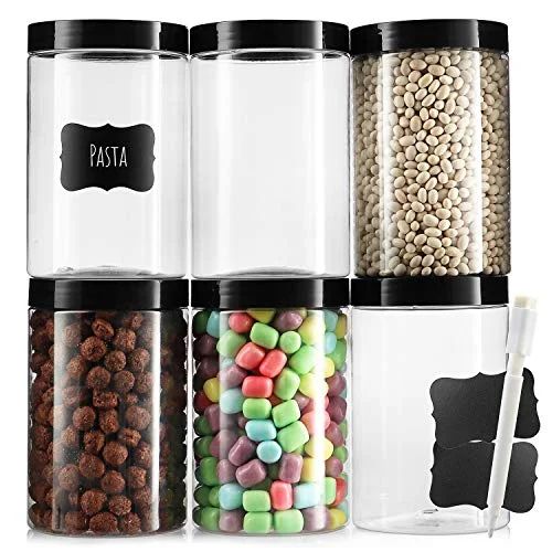 Pack of 6 - Clear Empty Plastic Storage containers with Lids - Round Plastic Containers - Plastic... | Walmart (US)