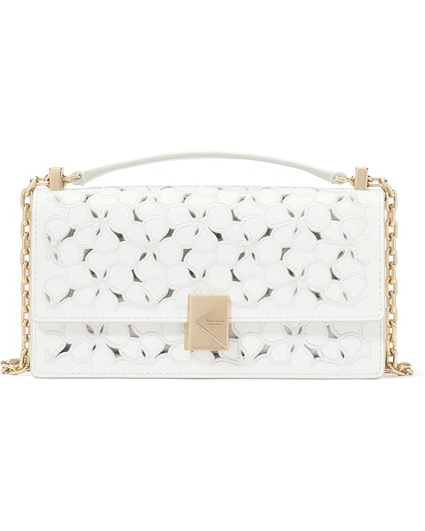 kate spade new york Deco Eyelet Leather Mini Flap Chain Crossbody, True White | Amazon (US)