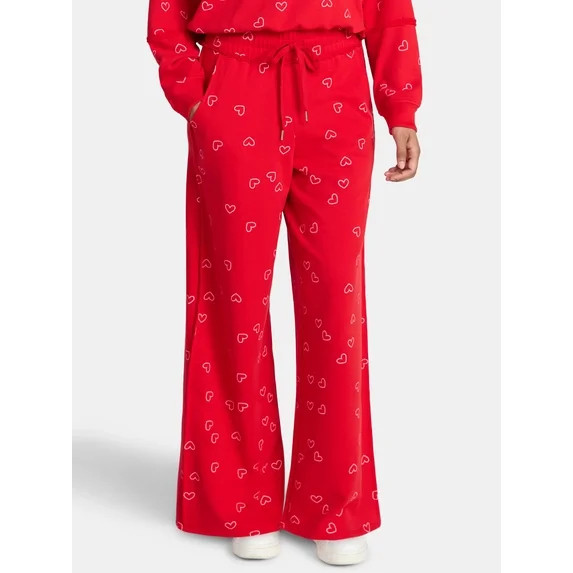 Valentine's Day Women's Love Scatter Graphic Fleece Pants from Way to Celebrate, Sizes S-XXXL | Walmart (US)