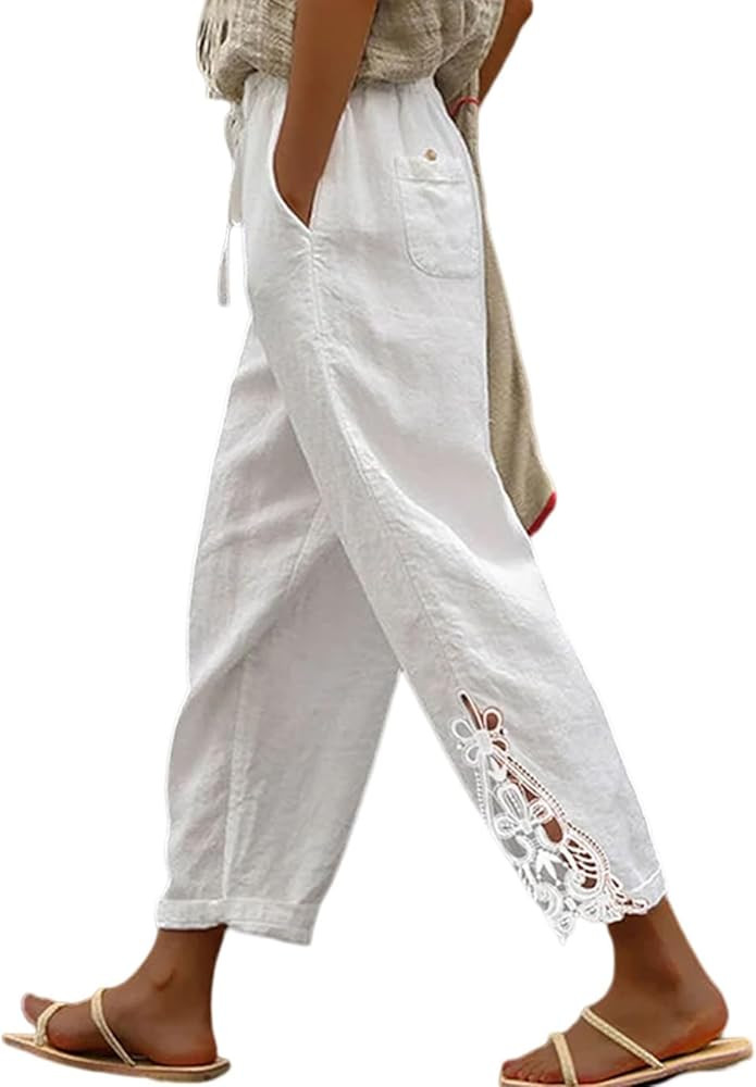 Women Fashion 2026 Casual Lightweight Drawstring Elastic Waist Pants with Pockets | Amazon (US)