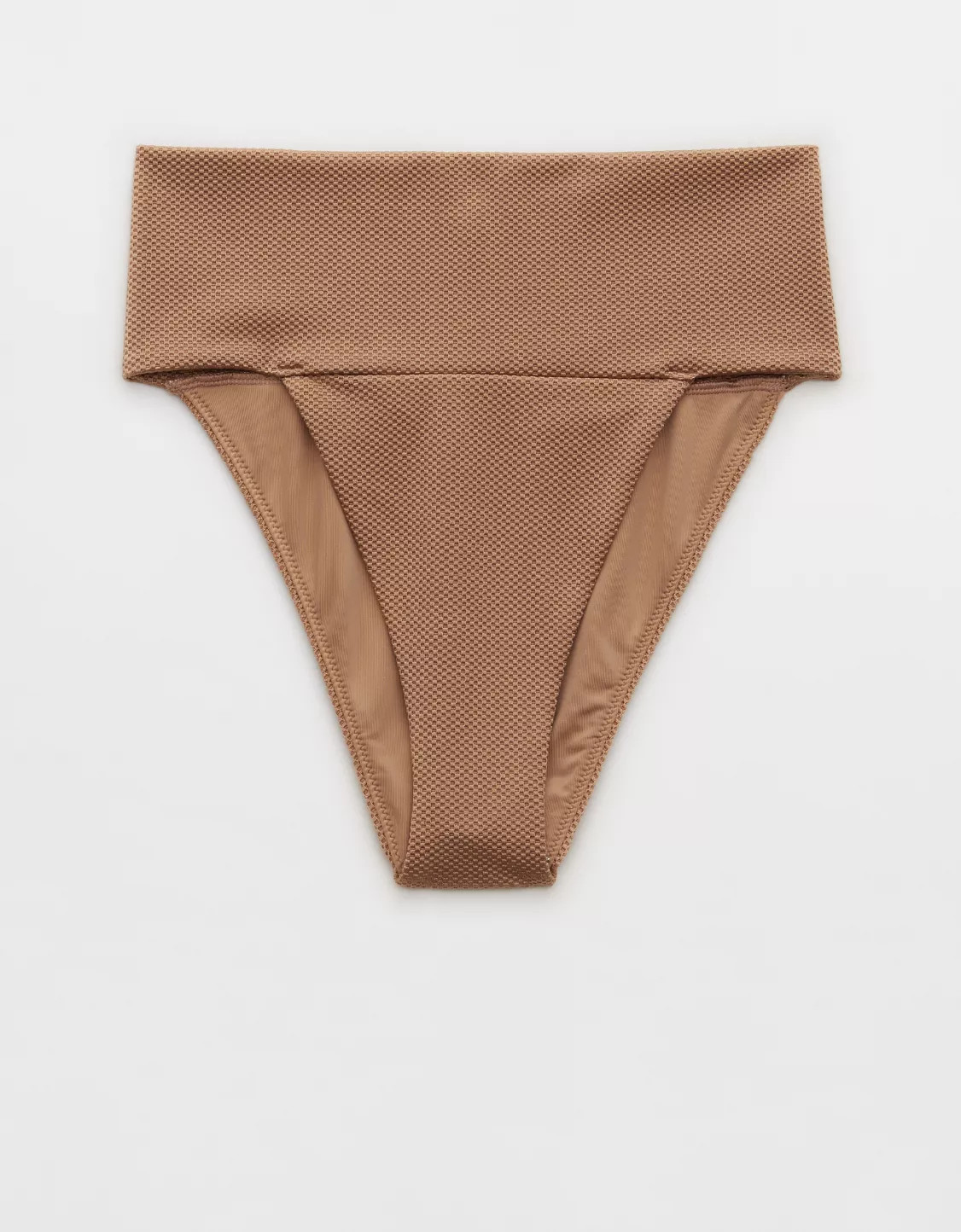 Aerie Shine Pique Banded High Cut Cheeky Bikini Bottom | Aerie