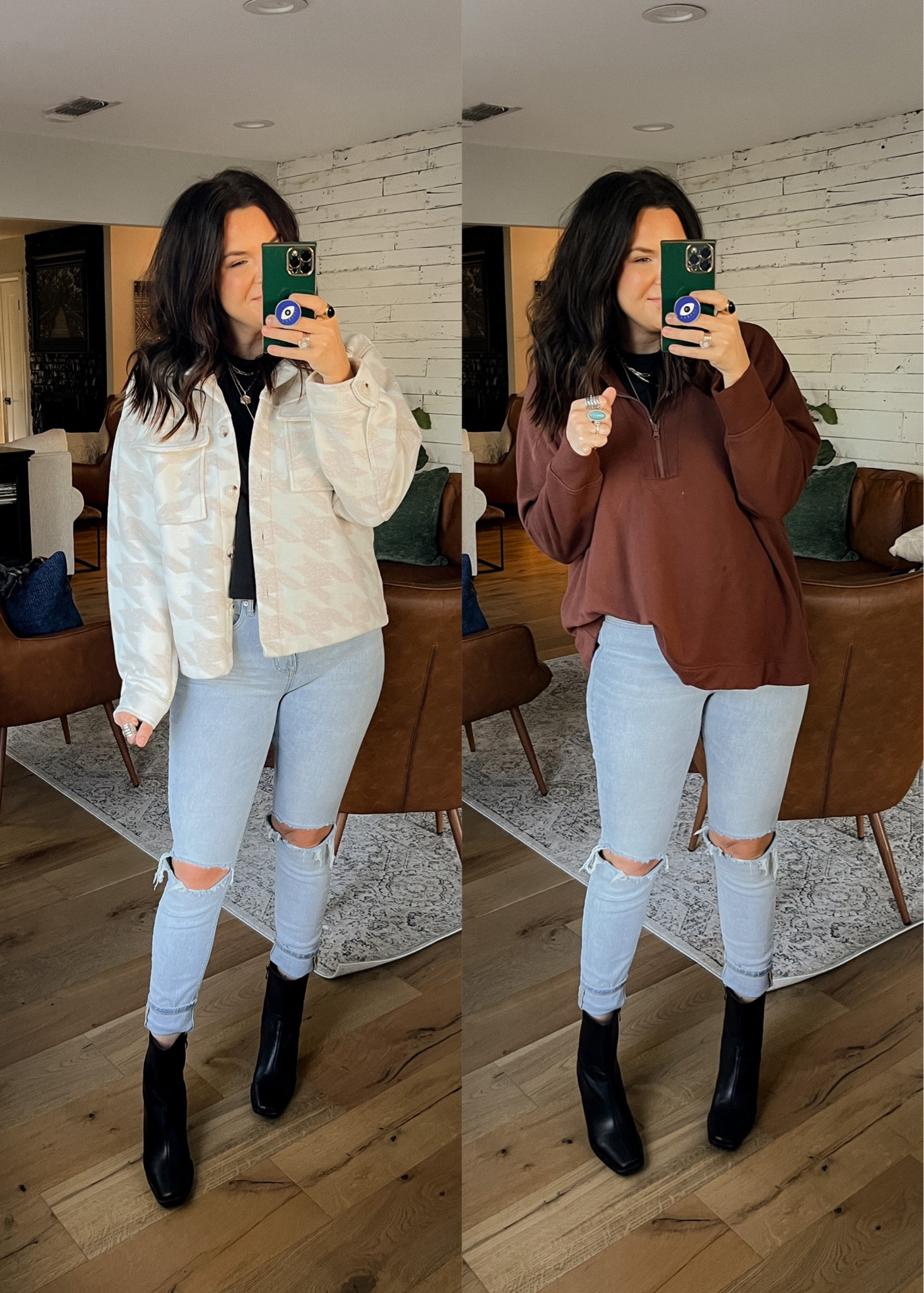 Walmart finds for winter/fall
Cropped Shacket: Large
Quarter zip: 2X
Jeans are true to size with stretch 


#LTKunder50 #LTKsalealert #LTKstyletip