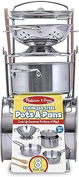 Melissa & Doug Stainless Steel Pots & Pans Play Set | Amazon (US)