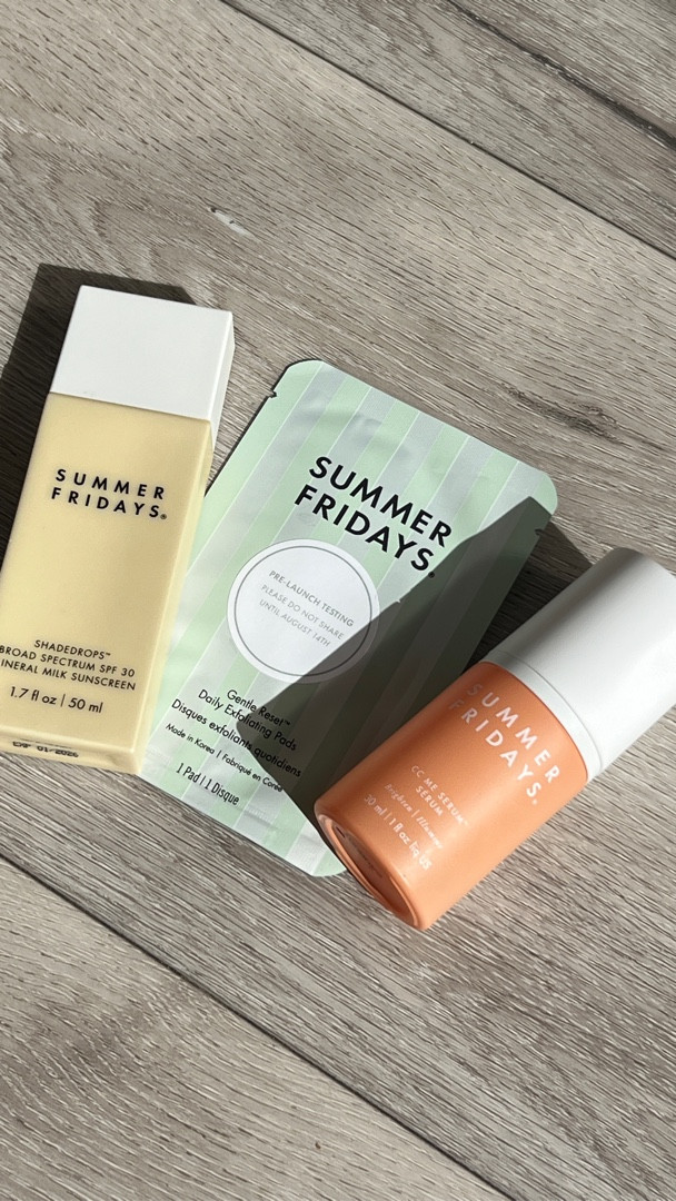Gentle Morning Skincare with @summerfridays for glowing and radiant skin all day 

🌿 Gentle Reset Exfoliating Pads
Made to gently exfoliate the skin with a blend of AHA + PHA, skin-soothing complex, and glycerin to keep the skin hydrated that can be used daily to give you that post facial glow.

🍊 CC Me Serum formulated with vitamin C and Niacinamide to naturally brighten and hydrate the skin, while improving skin tone and texture. 

☀️ ShadeDrops SPF30 Mineral sunscreen protects the skin from UVA/UVB rays and soothes the skin with added antioxidants.

#morningskincareroutine #cleanskincareproducts #summerfridays #protectyourskin #skincareroutine 

Morning skincare routine, clean skincare products, summer Fridays, protect your skin, skincare haul, glowing skincare

#LTKOver40 #LTKBeauty #LTKFindsUnder50