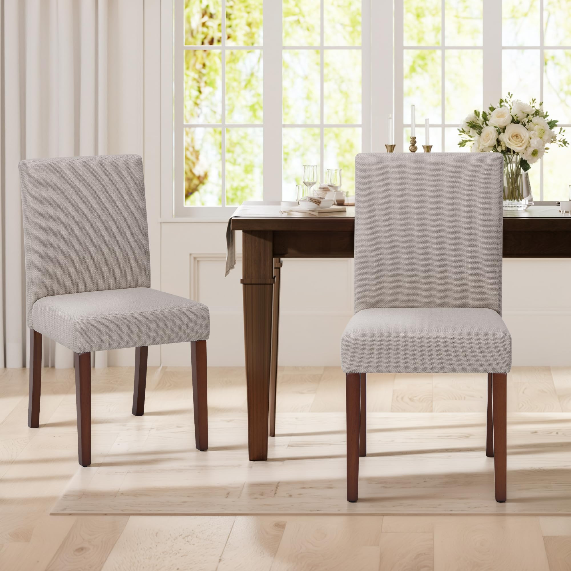 Upholstered Parsons Dining Chairs Set of 2, Modern Dining Room Chairs with Back, Fabric Kitchen S... | Amazon (US)