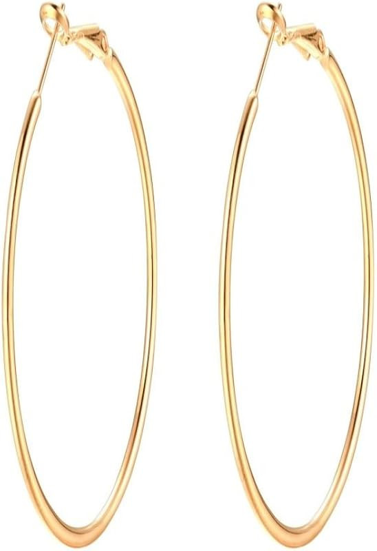 90mm(3.5'') Large Circle Endless Hoop Earrings Hypoallergenic 14k Gold Round Earring for Women Girls | Amazon (US)