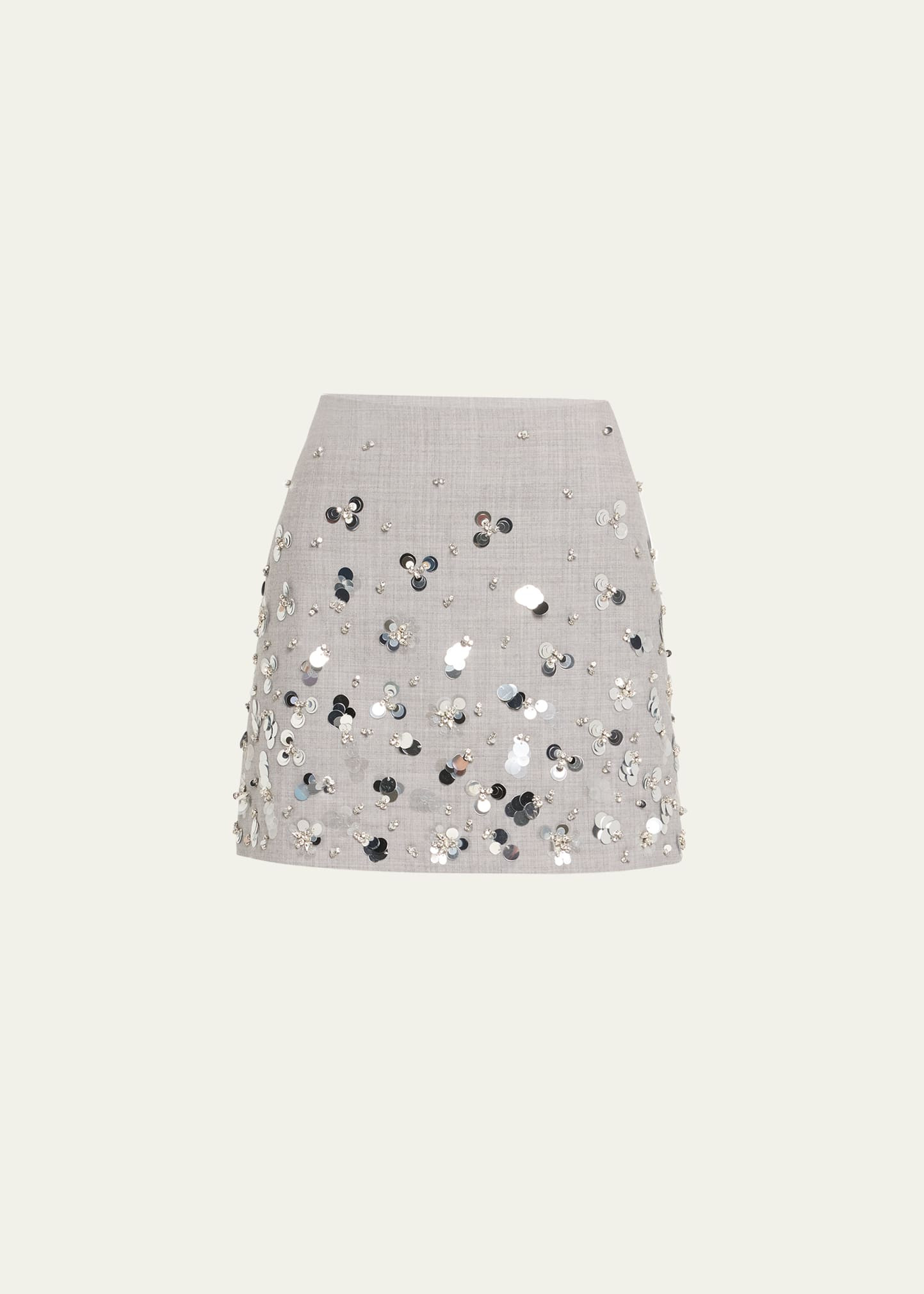 SIMKHAI Larissa Embellished Wool Mini Skirt | Bergdorf Goodman